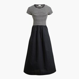NWT J. Crew Womens Size Small Black Striped Short Sleeve Knit Mixy Dress NEW